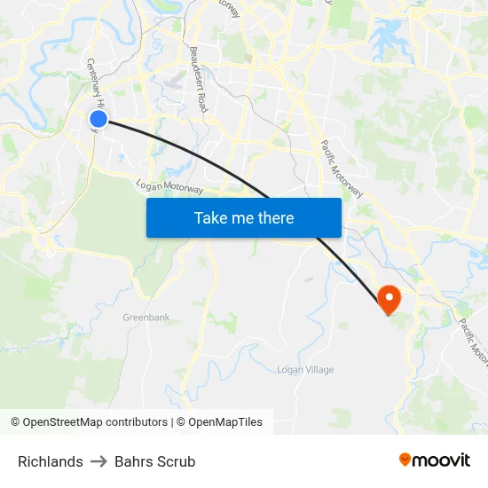 Richlands to Bahrs Scrub map