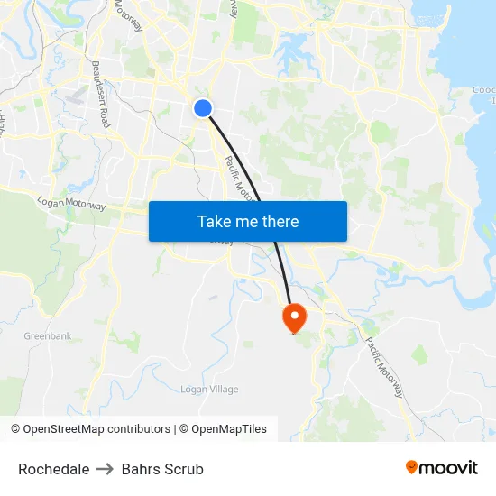 Rochedale to Bahrs Scrub map