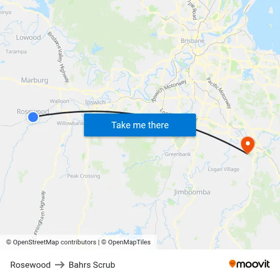 Rosewood to Bahrs Scrub map