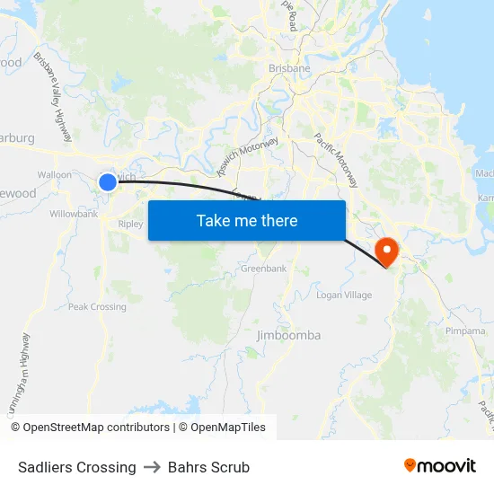 Sadliers Crossing to Bahrs Scrub map