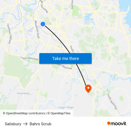 Salisbury to Bahrs Scrub map