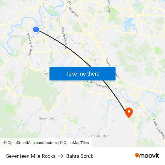 Seventeen Mile Rocks to Bahrs Scrub map