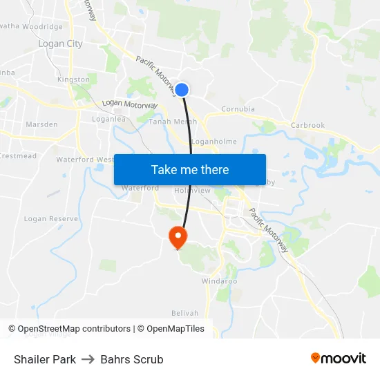 Shailer Park to Bahrs Scrub map