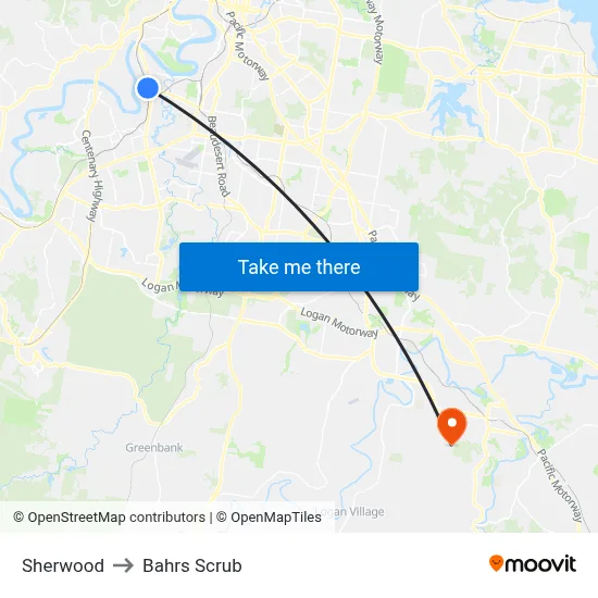 Sherwood to Bahrs Scrub map