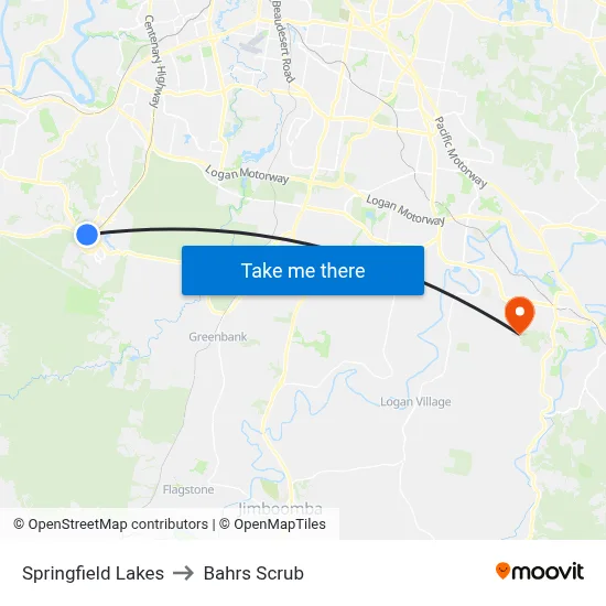 Springfield Lakes to Bahrs Scrub map