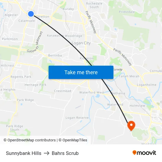 Sunnybank Hills to Bahrs Scrub map