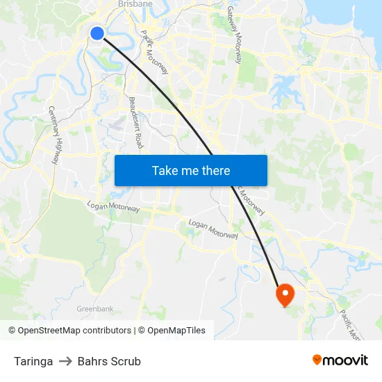 Taringa to Bahrs Scrub map