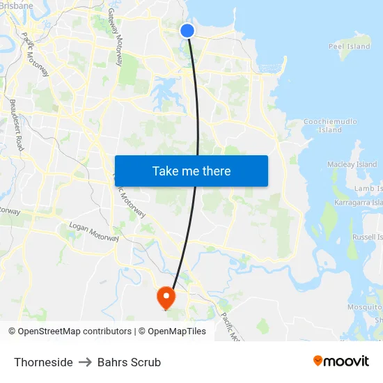 Thorneside to Bahrs Scrub map