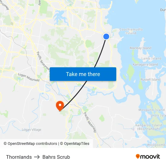 Thornlands to Bahrs Scrub map