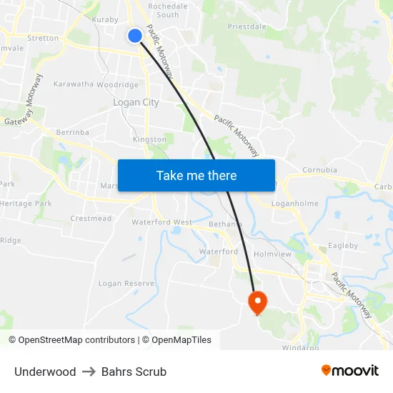 Underwood to Bahrs Scrub map