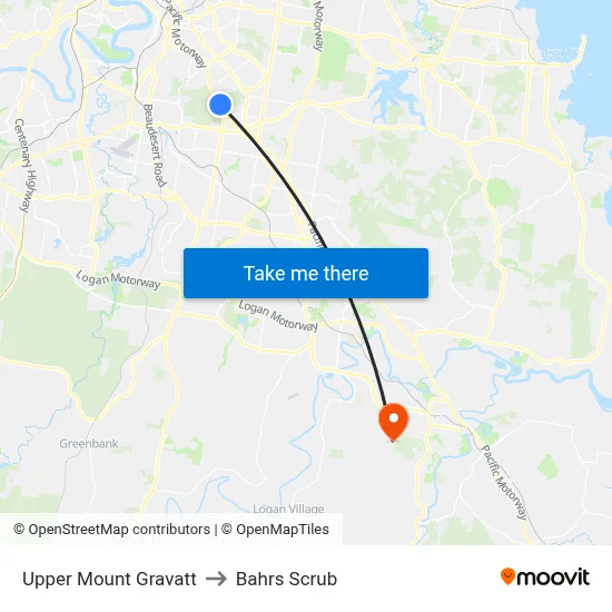 Upper Mount Gravatt to Bahrs Scrub map