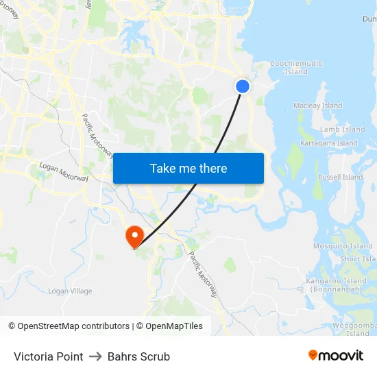 Victoria Point to Bahrs Scrub map
