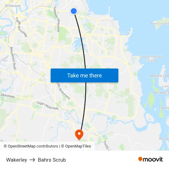 Wakerley to Bahrs Scrub map