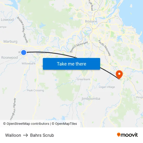 Walloon to Bahrs Scrub map