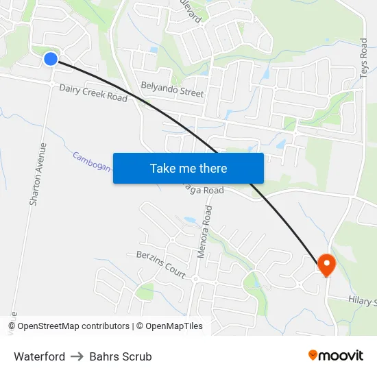 Waterford to Bahrs Scrub map