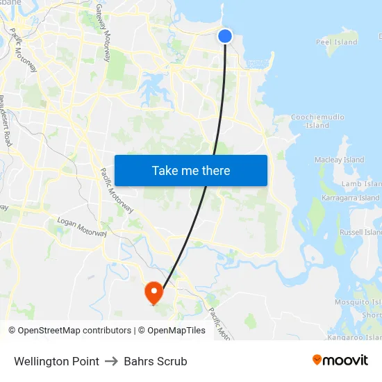 Wellington Point to Bahrs Scrub map