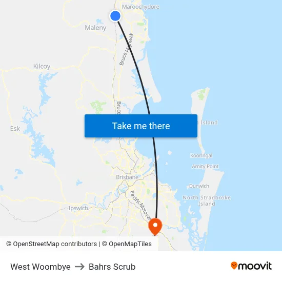 West Woombye to Bahrs Scrub map