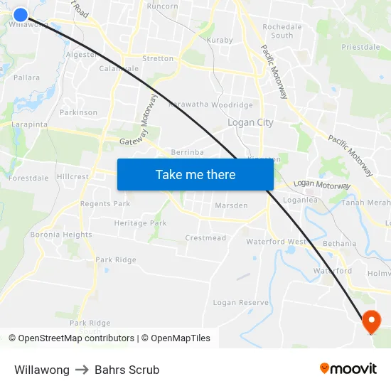 Willawong to Bahrs Scrub map