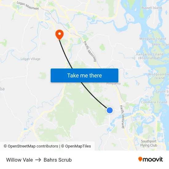 Willow Vale to Bahrs Scrub map