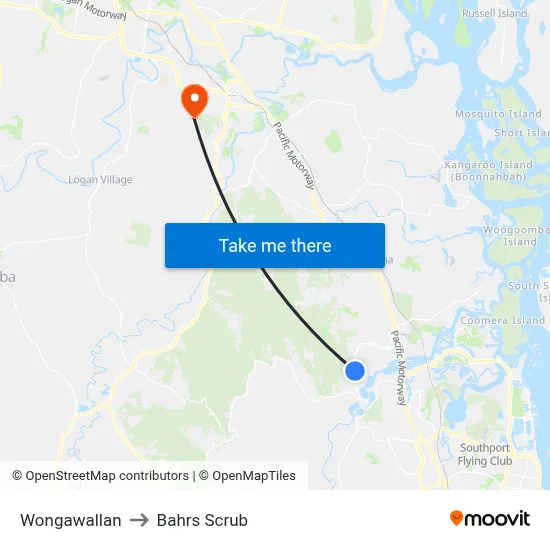 Wongawallan to Bahrs Scrub map
