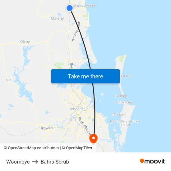 Woombye to Bahrs Scrub map