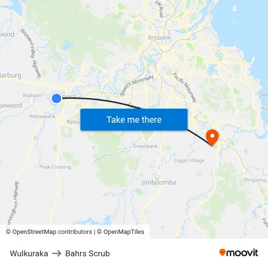 Wulkuraka to Bahrs Scrub map