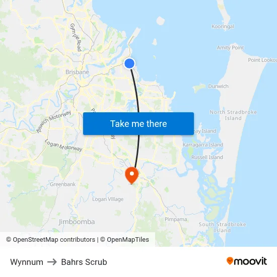 Wynnum to Bahrs Scrub map