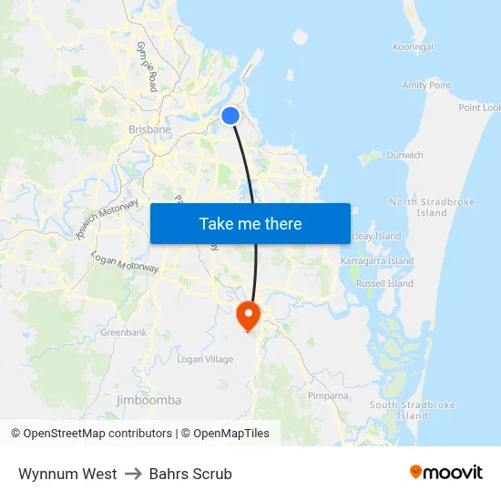 Wynnum West to Bahrs Scrub map