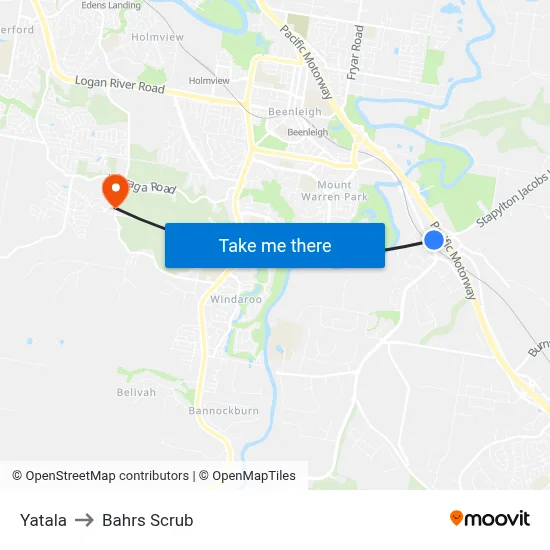 Yatala to Bahrs Scrub map