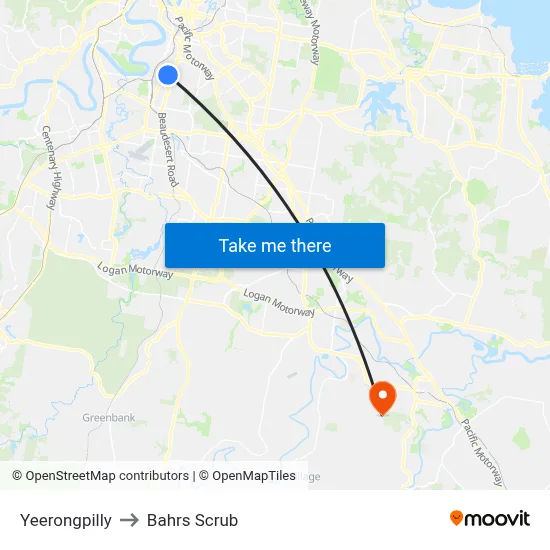 Yeerongpilly to Bahrs Scrub map