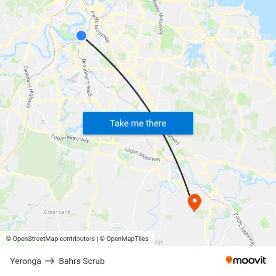 Yeronga to Bahrs Scrub map