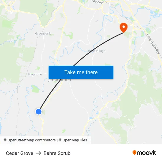 Cedar Grove to Bahrs Scrub map
