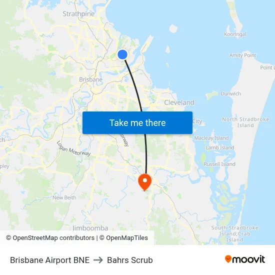 Brisbane Airport BNE to Bahrs Scrub map