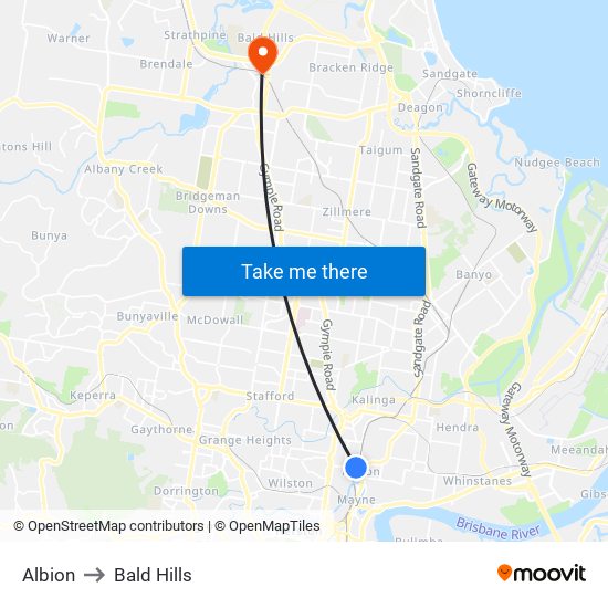 Albion to Bald Hills map