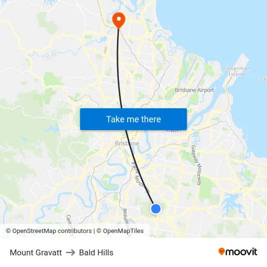 Mount Gravatt to Bald Hills map