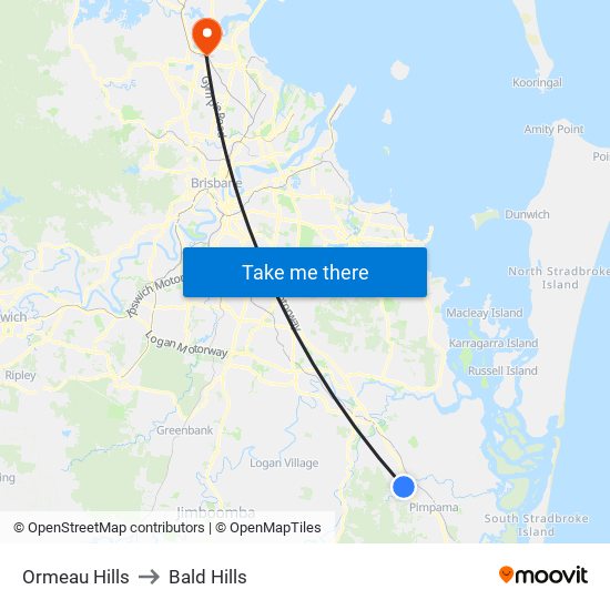 Ormeau Hills to Bald Hills map