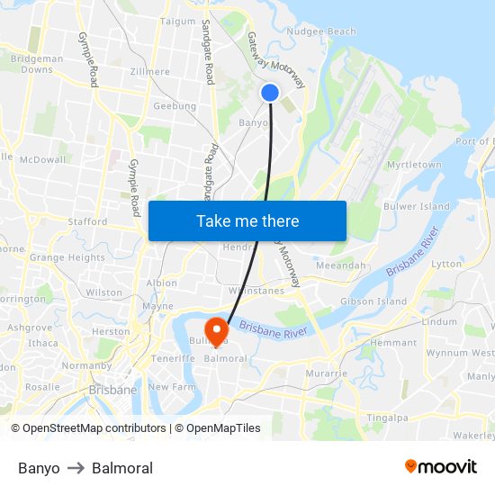 Banyo to Balmoral map