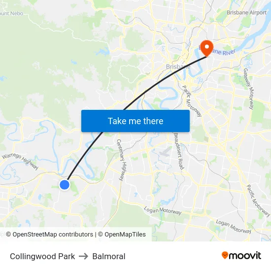 Collingwood Park to Balmoral map
