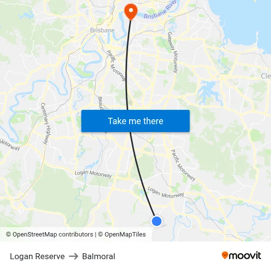 Logan Reserve to Balmoral map