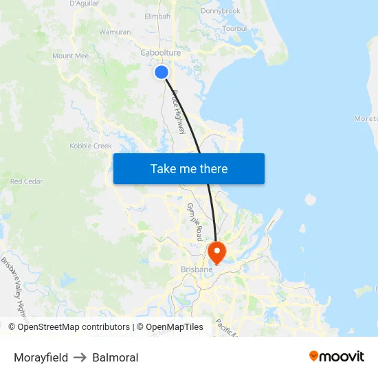 Morayfield to Balmoral map