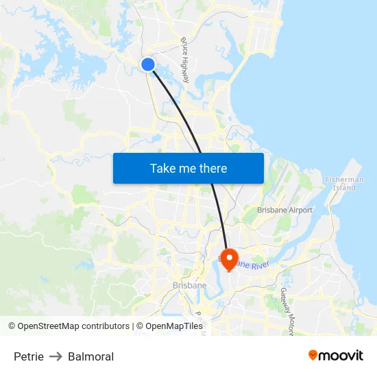 Petrie to Balmoral map