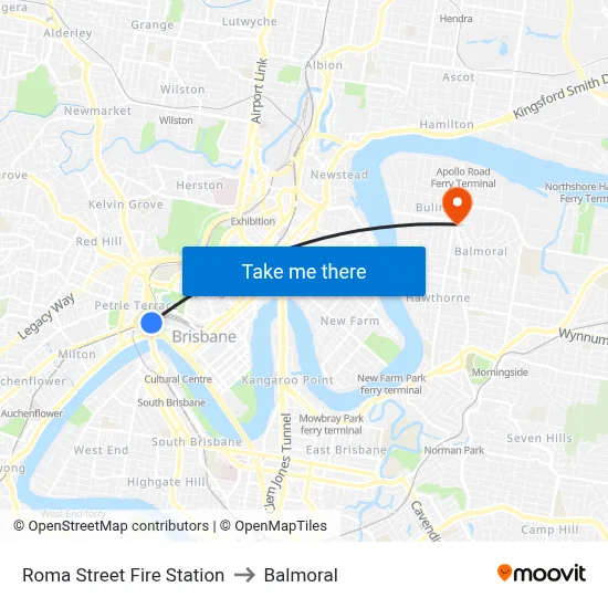Roma Street Fire Station to Balmoral map