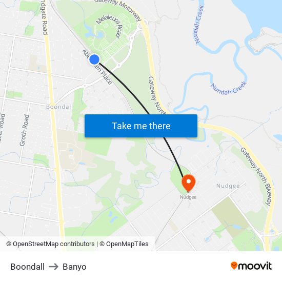 Boondall to Banyo map