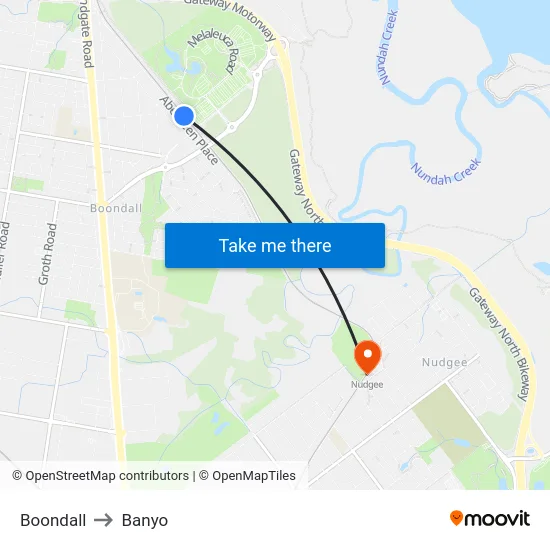 Boondall to Banyo map