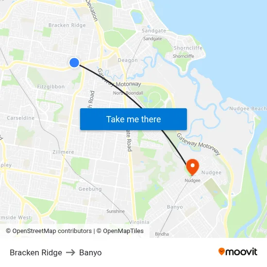 Bracken Ridge to Banyo map