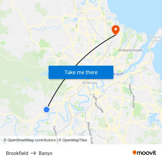 Brookfield to Banyo map