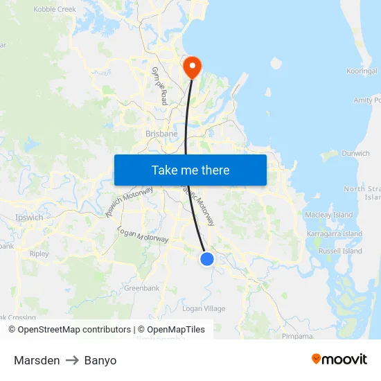 Marsden to Banyo map