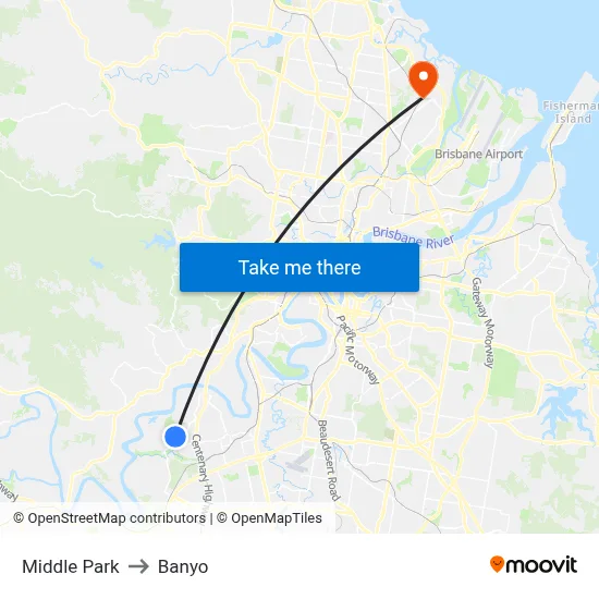 Middle Park to Banyo map