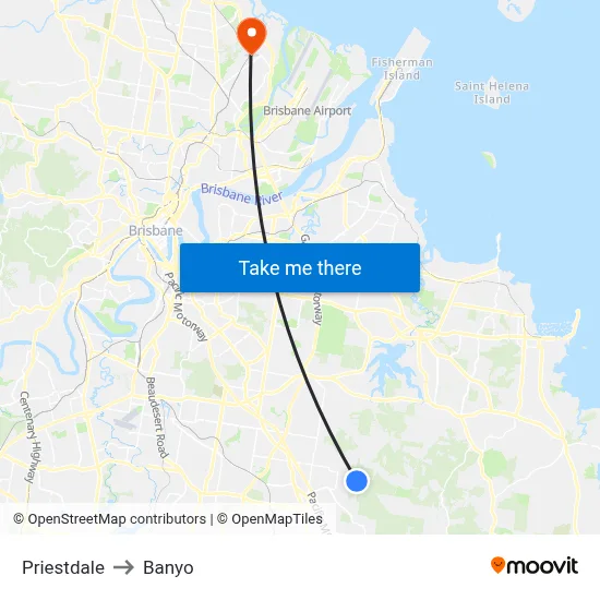 Priestdale to Banyo map