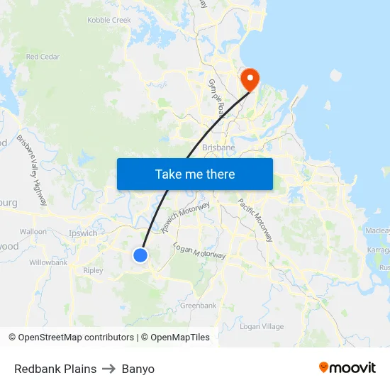 Redbank Plains to Banyo map